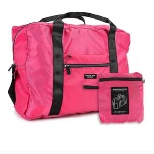 Brand New London Fog 13x18x6 Foldable Travel Duffle Bag Raspberry Pink $78